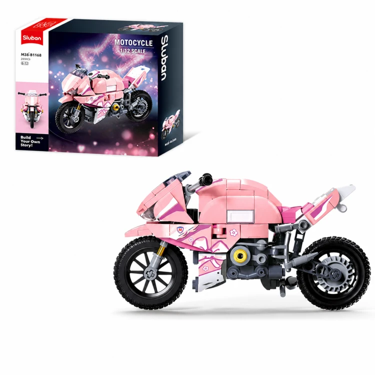 Klocki Sluban Motocykl Sportowy różowy 1:12 Model Bricks 215 el zestaw