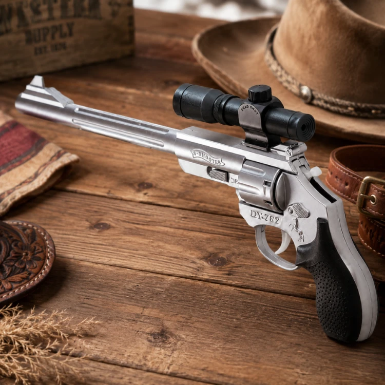 Pistolet rewolwer na kapiszony spłonkę z lunetą kowbojski zabawka dzieci