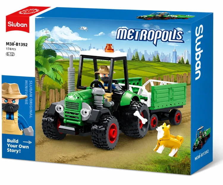 Klocki Sluban traktor z przyczepą Metropolis 114 el farma dla dzieci zestaw