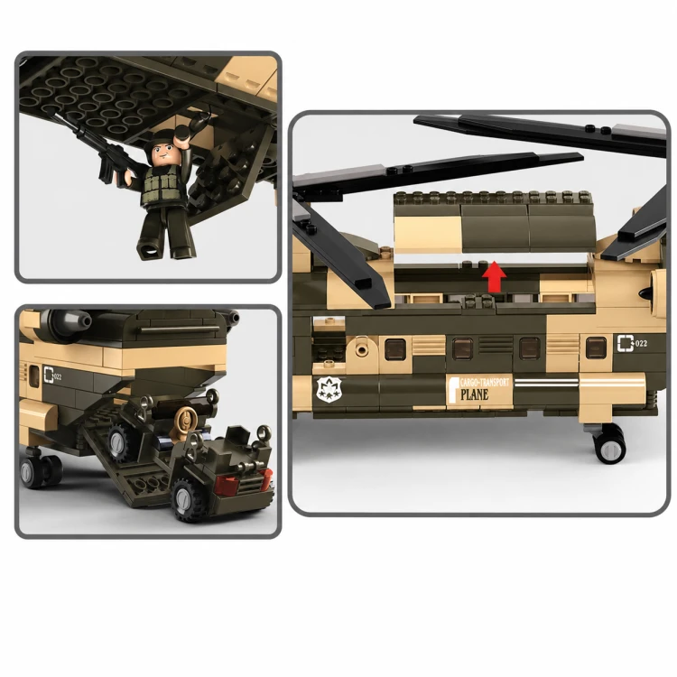 Klocki Sluban Chinook wojskowy helikopter M38-B0508 520 el konstrukcyjne