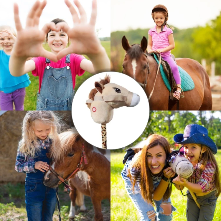 Koń na kiju brązowy głowa konia Hobby Horse zabawka dla dzieci