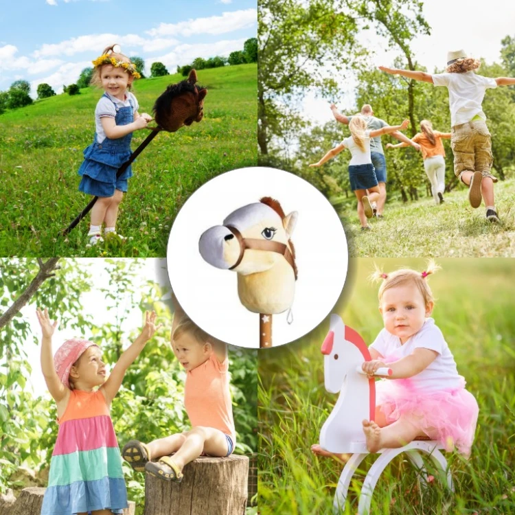 Koń na kiju brązowy głowa konia Hobby Horse zabawka dla dzieci