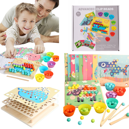 Sorter puzzle Montessori drewniana układanka kulki edukacyjna dla dzieci