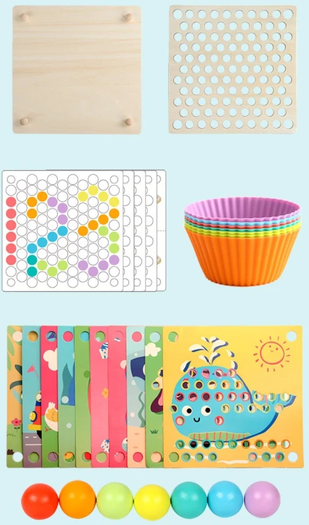 Sorter puzzle Montessori drewniana układanka kulki edukacyjna dla dzieci