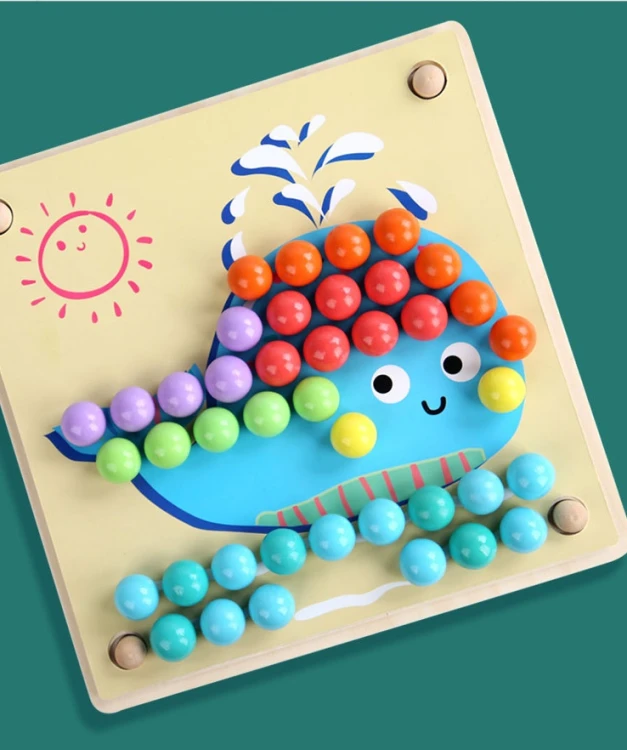 Sorter puzzle Montessori drewniana układanka kulki edukacyjna dla dzieci