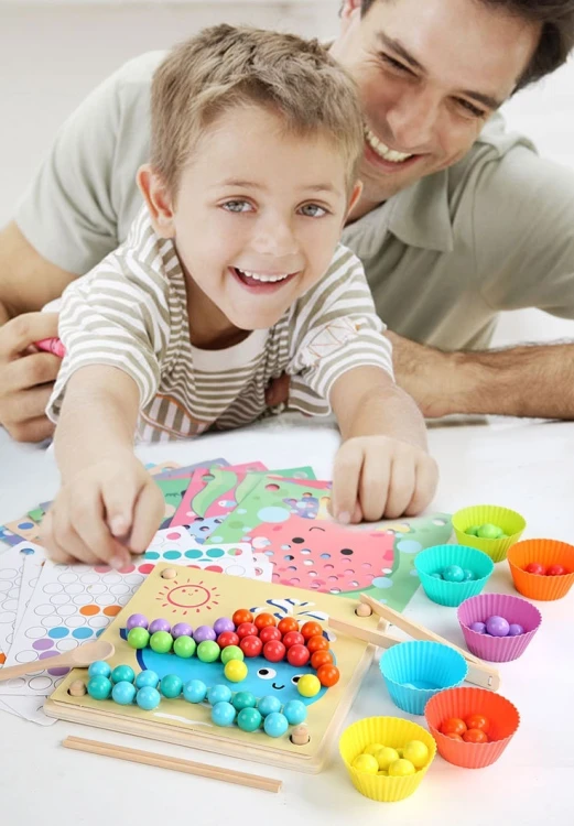 Sorter puzzle Montessori drewniana układanka kulki edukacyjna dla dzieci