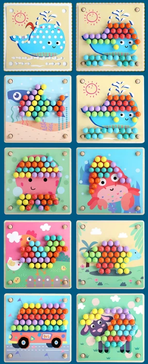 Sorter puzzle Montessori drewniana układanka kulki edukacyjna dla dzieci
