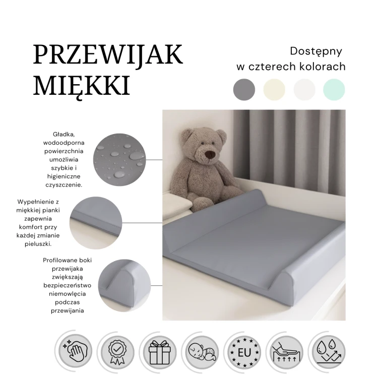 Przewijak miękki 70x50 szary profilowana mata nakładka na komodę