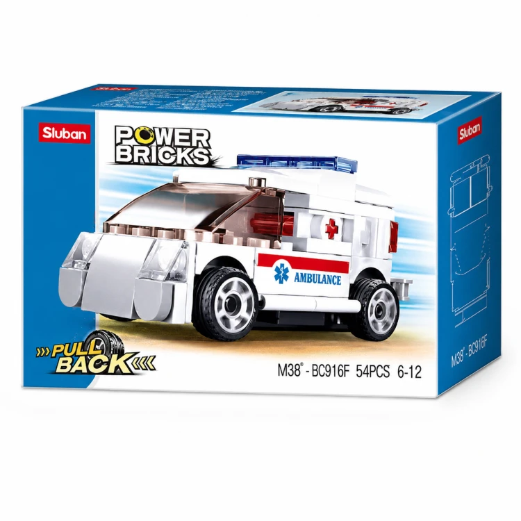 Klocki Sluban M38-B0916F PowerBricks Ambulans Karetka Pull Back 54 el. Auto Ratunkowe