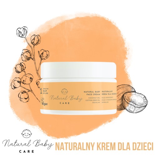 Naturalny Wegański Krem do Twarzy dla Niemowląt i Dzieci Bezzapachowy Premium 50 ml