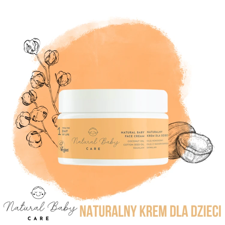 Naturalny Wegański Krem do Twarzy dla Niemowląt i Dzieci Bezzapachowy Premium 50 ml