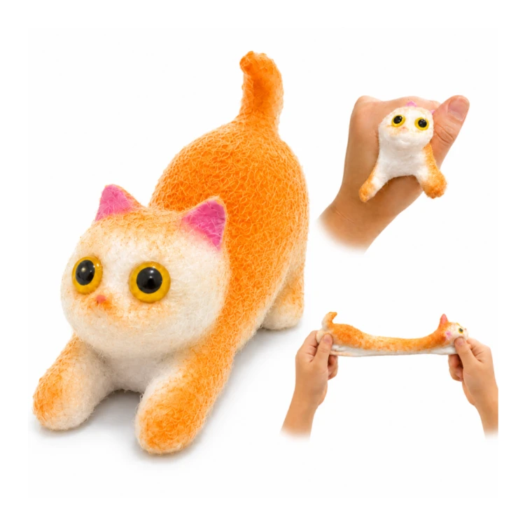 Gniotek Kotek Żelowy z Sierścią 10 cm Miękki Antystresowy Squishy Dzieci