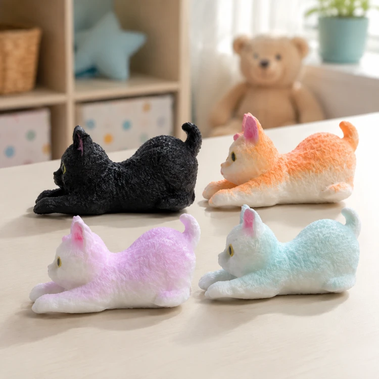 Gniotek Kotek Żelowy z Sierścią 10 cm Miękki Antystresowy Squishy Dzieci