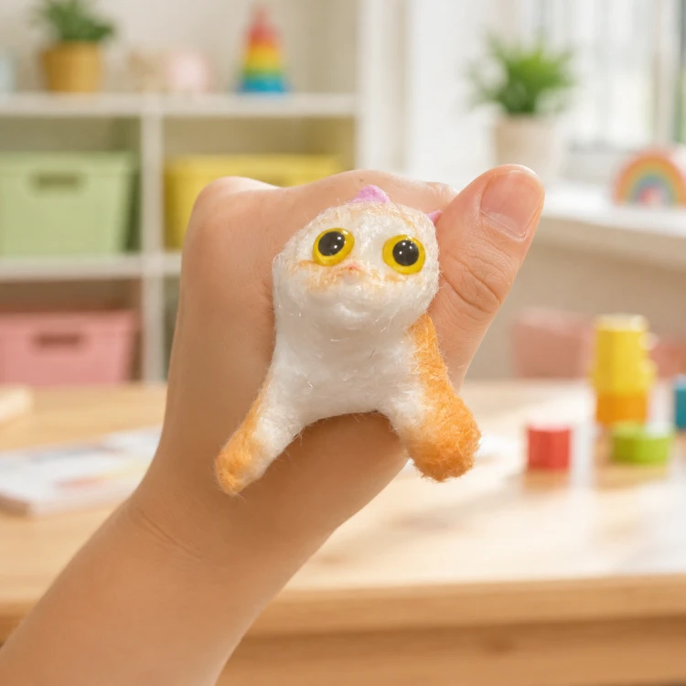 Gniotek Kotek Żelowy z Sierścią 10 cm Miękki Antystresowy Squishy Dzieci