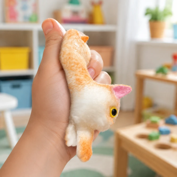 Gniotek Kotek Żelowy z Sierścią 10 cm Miękki Antystresowy Squishy Dzieci