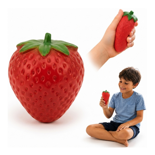 Gniotek TRUSKAWKA Crunchy Wazelinowy Gumowy Antystresowy do Ściskania ASMR