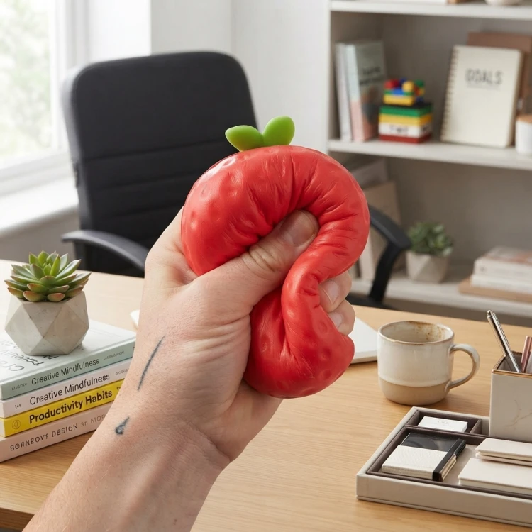 Gniotek TRUSKAWKA Crunchy Wazelinowy Gumowy Antystresowy do Ściskania ASMR