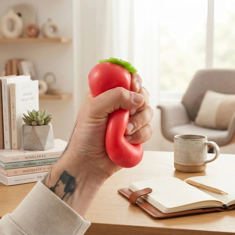 Gniotek TRUSKAWKA Crunchy Wazelinowy Gumowy Antystresowy do Ściskania ASMR