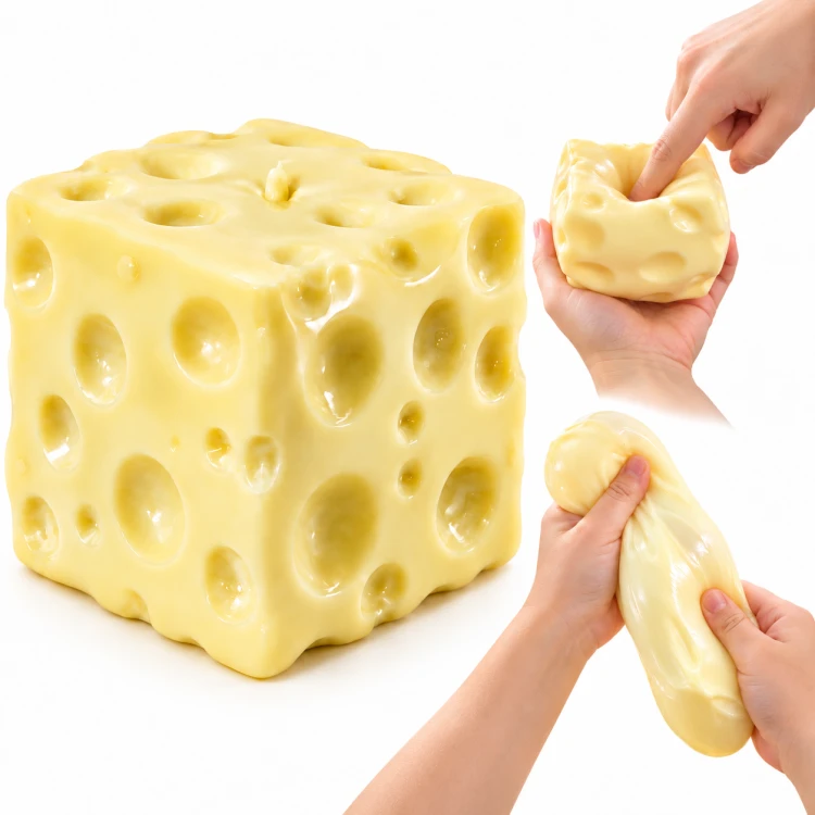 Gniotek Antystresowy Ser 7x7 cm Wazelinowy Squishy do Ściskania