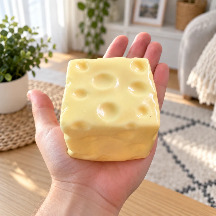 Gniotek Antystresowy Ser 7x7 cm Wazelinowy Squishy do Ściskania