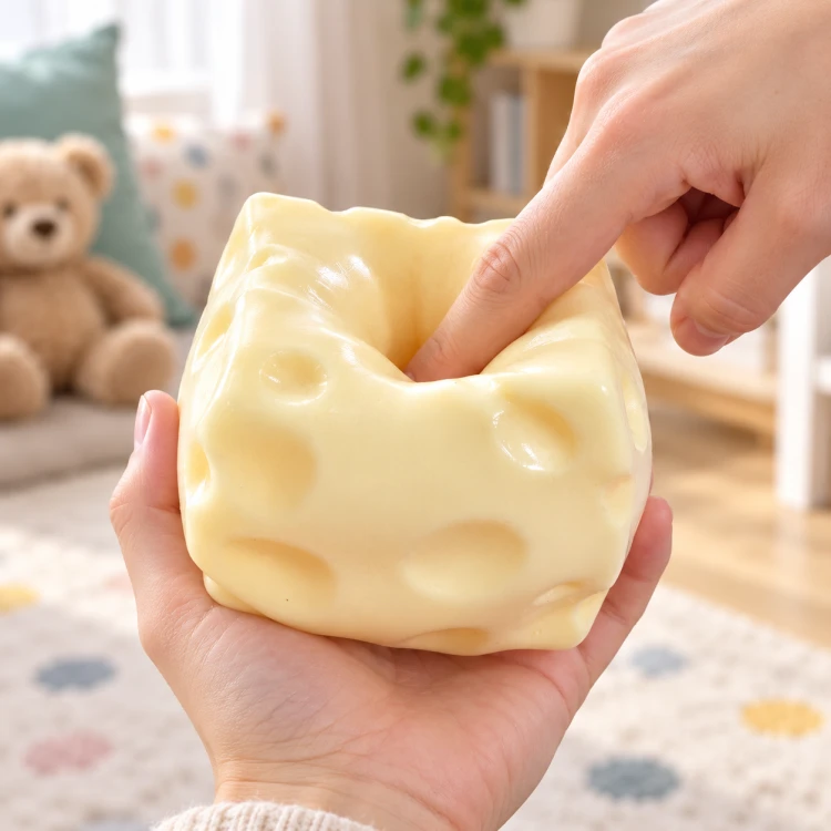 Gniotek Antystresowy Ser 7x7 cm Wazelinowy Squishy do Ściskania