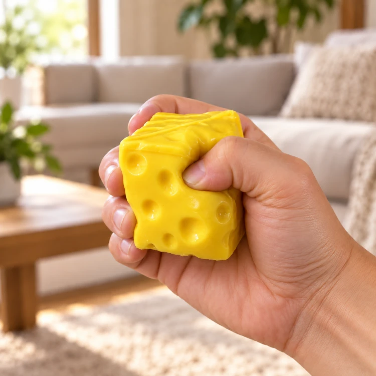 Gniotek Antystresowy Ser Crunchy Pachnący Squishy 5x5 cm do Ściskania ASMR