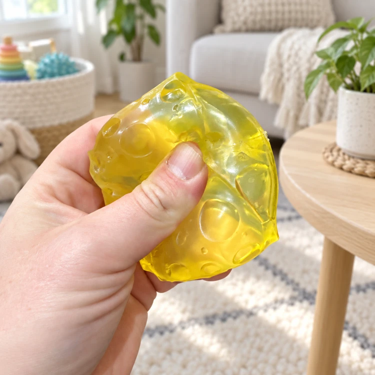 Gniotek Antystresowy Ser z Dziurami Żelowy Silikonowy Squishy 5 cm Pachnący