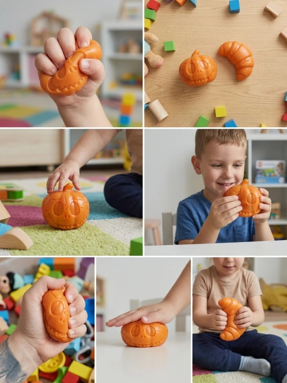 Gniotek Antystresowy Dynia Halloween Crunchy Squishy 6,5 cm do Ściskania