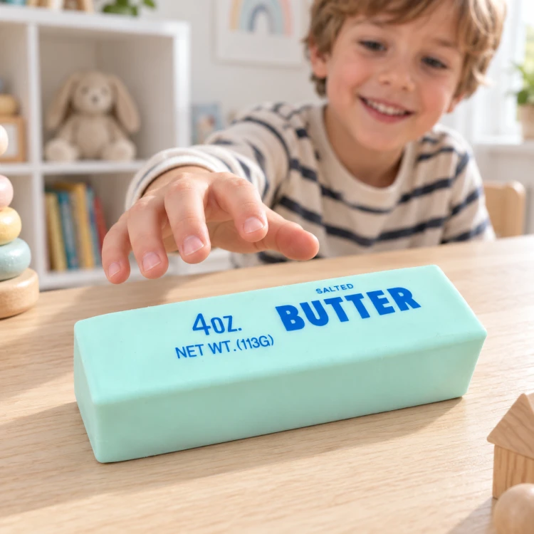 Gniotek Antystresowy Masło BUTTER Crunchy 14 cm Prezent na Dzień Chłopaka