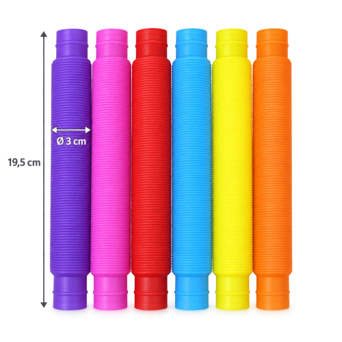 Rurki Sensoryczne POP TUBES 6 szt. Rozciągane Łączone Tuby ASMR dla Dzieci
