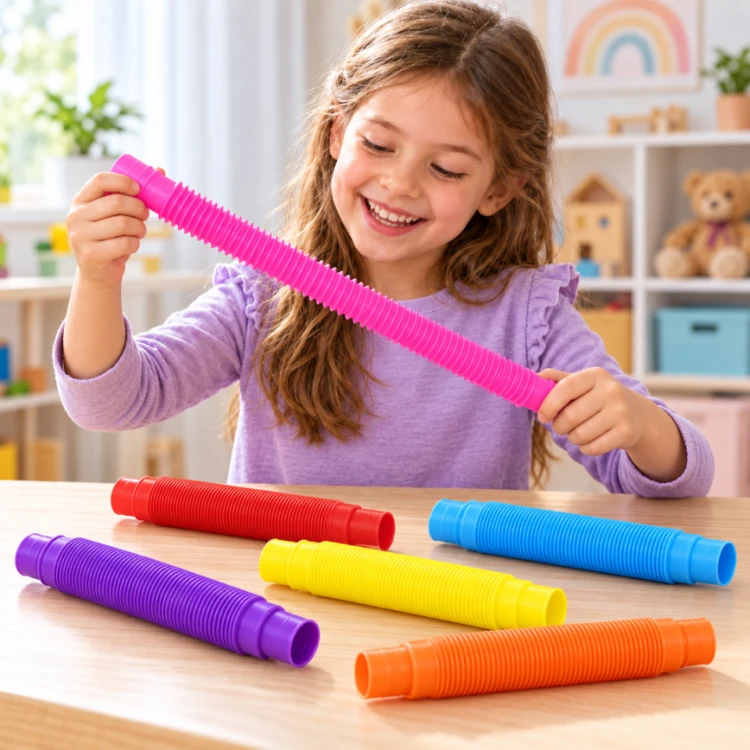 Rurki Sensoryczne POP TUBES 6 szt. Rozciągane Łączone Tuby ASMR dla Dzieci
