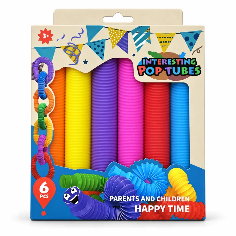 Rurki Sensoryczne POP TUBES 6 szt. Rozciągane Łączone Tuby ASMR dla Dzieci