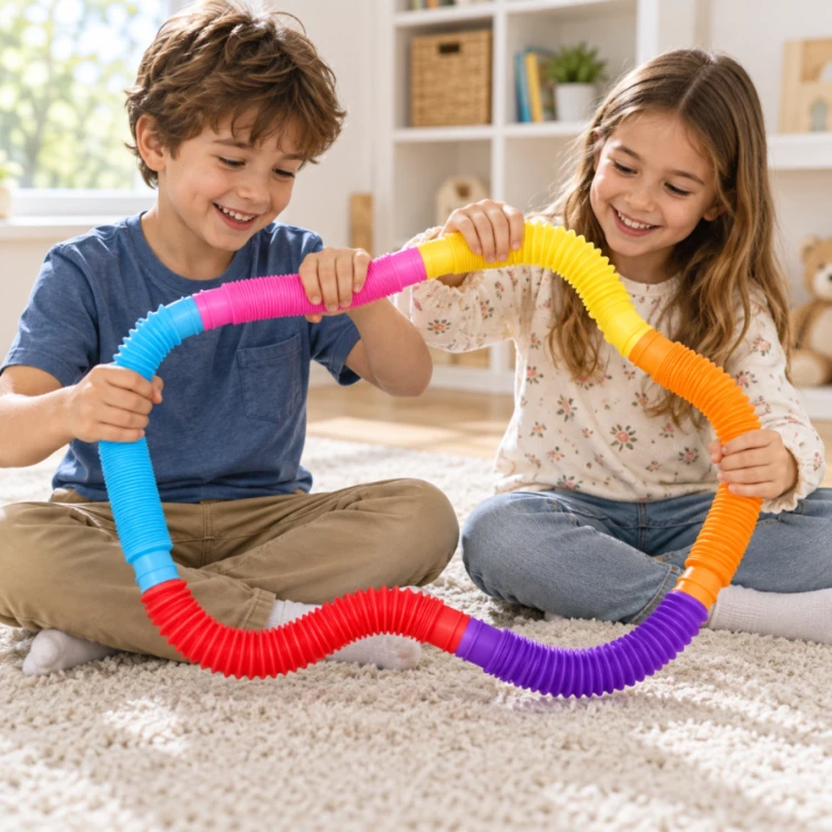 Rurki Sensoryczne POP TUBES 6 szt. Rozciągane Łączone Tuby ASMR dla Dzieci