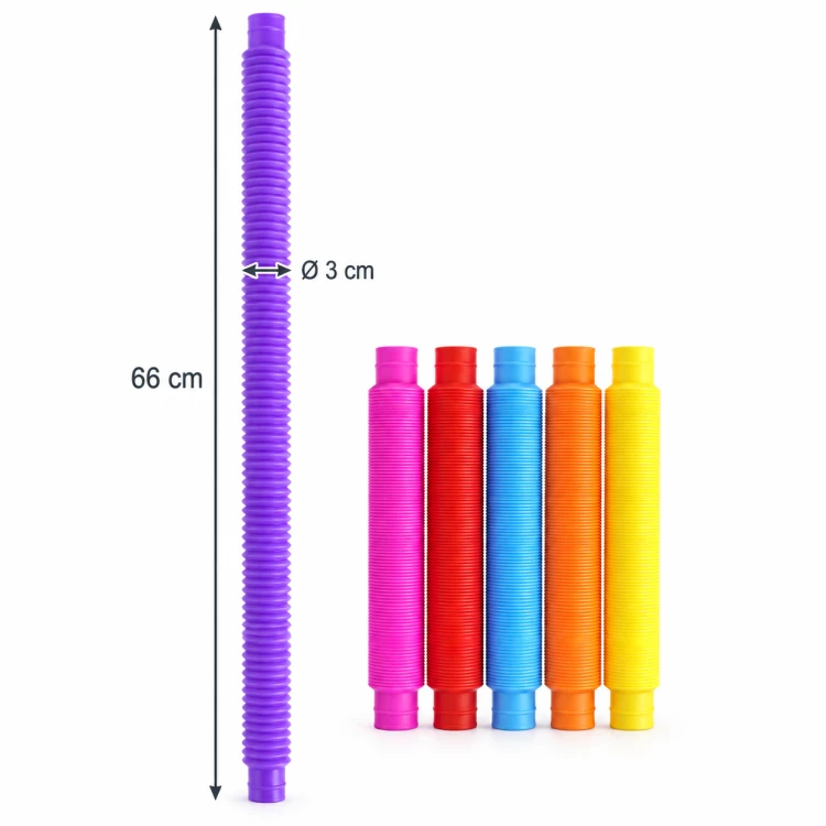 Rurki Sensoryczne POP TUBES 6 szt. Rozciągane Łączone Tuby ASMR dla Dzieci