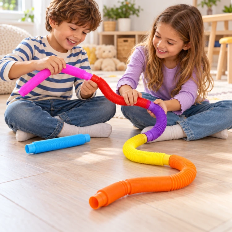Rurki Sensoryczne POP TUBES 6 szt. Rozciągane Łączone Tuby ASMR dla Dzieci