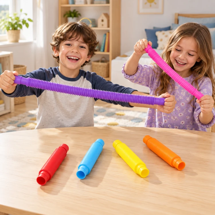 Rurki Sensoryczne POP TUBES 6 szt. Rozciągane Łączone Tuby ASMR dla Dzieci