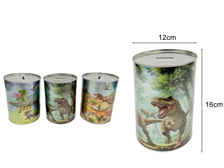 SKARBONKA METALOWA Dinozaury DUŻA