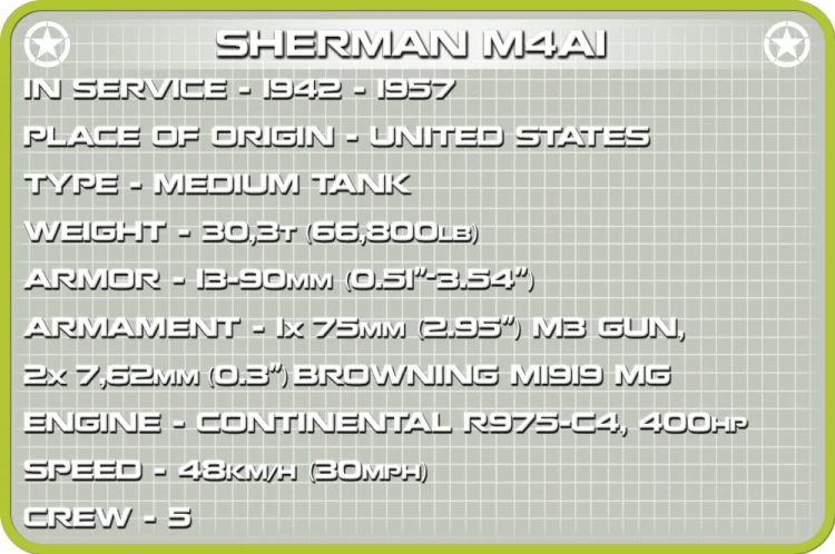 KLOCKI COBI 2708 Czołg Sherman M4A1 HC WWII 300 EL