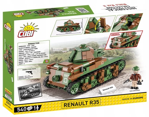 KLOCKI COBI 2553 Czołg Renault R35 HC WW2 537 EL.