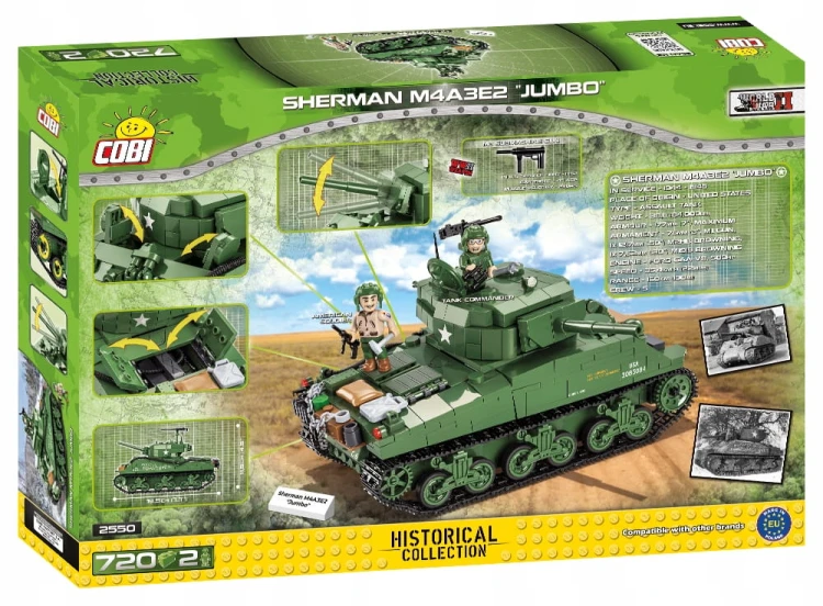 KLOCKI COBI 2550 Czołg Sherman M4A3E2 Jumbo HC WW2 720 EL