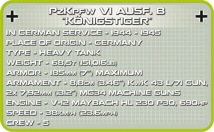 KLOCKI COBI 2540 Pzkpfw Vi Ausf B Konigstiger HC WW2 1000 EL