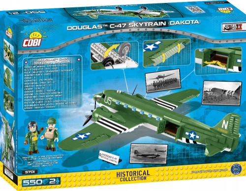KLOCKI COBI 5701 Samolot Douglas C-47 Skytrain Dakota HC WWII 550 EL.