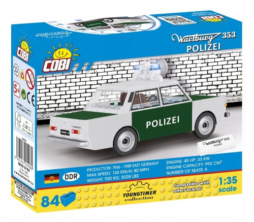 KLOCKI COBI 24558 Samochód Wartburg 353 Polizei Youngtimer 84 El.