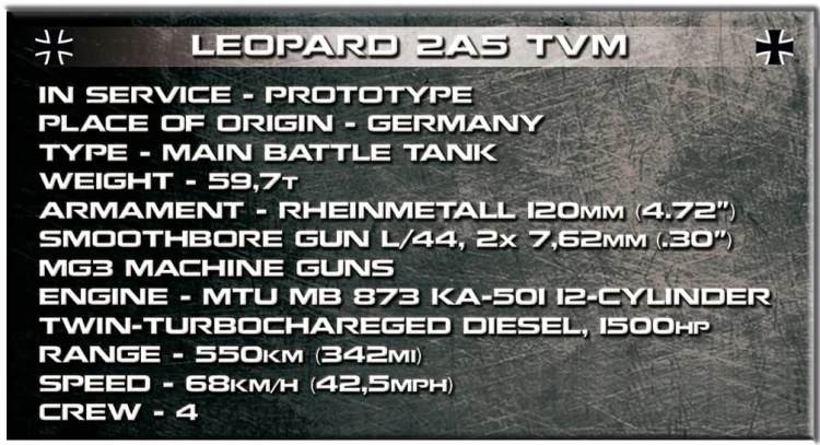 KLOCKI COBI 2620 Czołg Leopard 2A5 TVM AF 945 EL