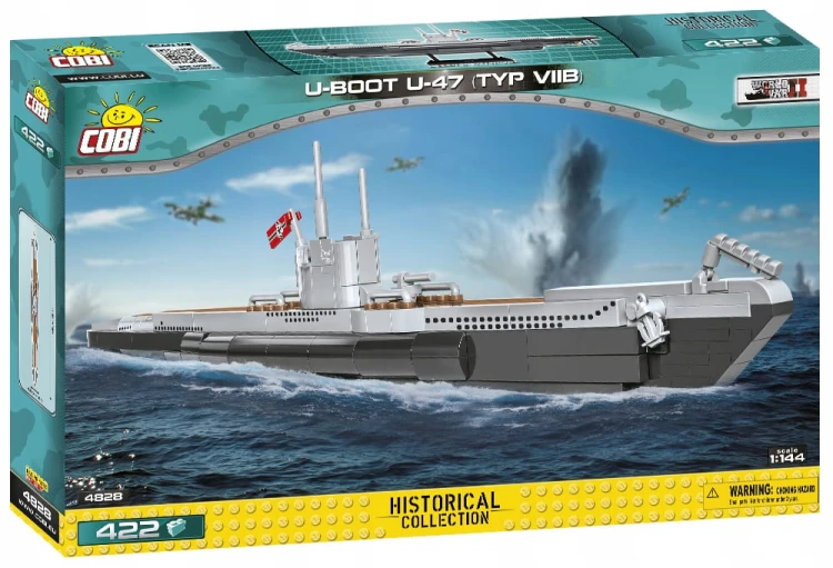 KLOCKI COBI 4828 OKRĘT PODWODNY U-Boot U-47 ŁÓDŹ  VIIB 422EL. HC WWII WOJSKOWA ARMIA KOMP. Z LEGO