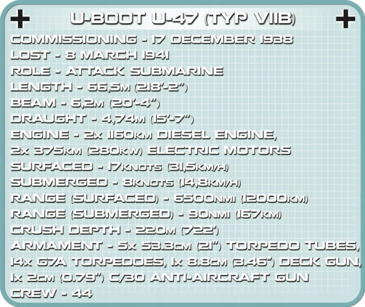 KLOCKI COBI 4828 OKRĘT PODWODNY U-Boot U-47 ŁÓDŹ  VIIB 422EL. HC WWII WOJSKOWA ARMIA KOMP. Z LEGO