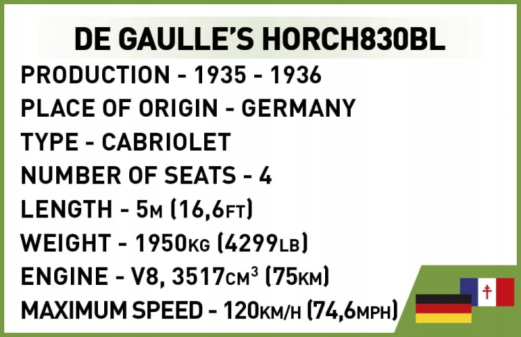 KLOCKI COBI 2261 Samochód De Gaulle's Horch830BL HC WW2 244 EL