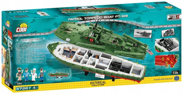 KLOCKI COBI 4825 ŁÓDŹ STATEK PATROL Torpedo PT-109 PATROLOWA 3726 EL. WOJSKOWA ARMIA WOJSKO KOMP. Z LEGO