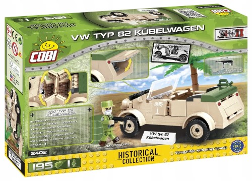 KLOCKI COBI 2402 Samochód VW typ 82 Kübelwagen HC WW2 195 El.
