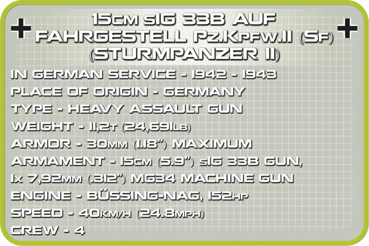 KLOCKI COBI 2528 Działo Samobieżne Sturmpanzer II HC WW2 465 EL